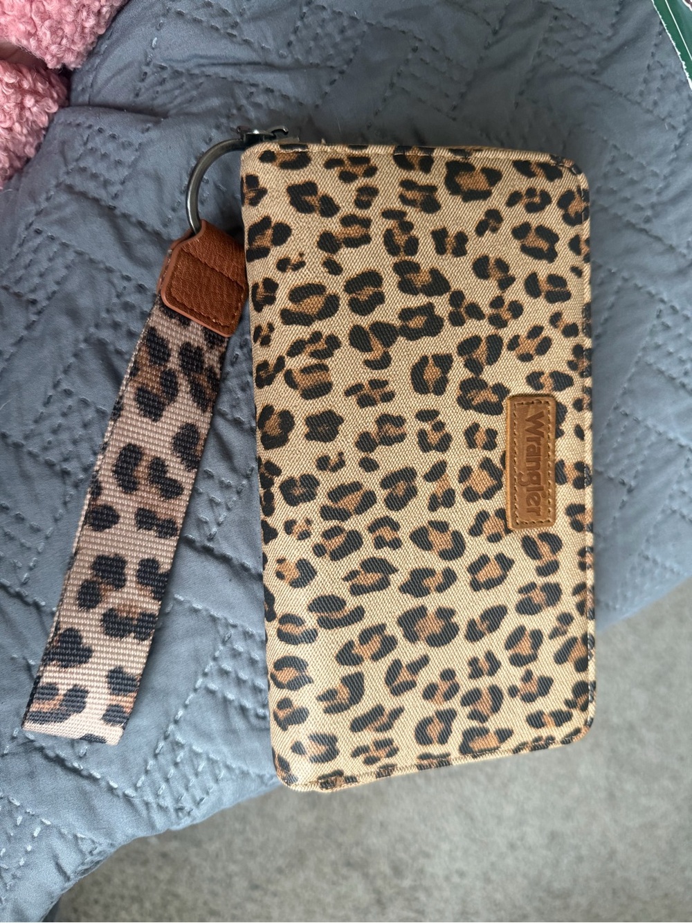 Wrangler Leopard Print Wristlet - Tan, Black